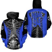Load image into Gallery viewer, Personalized Blue Atv Racing Hoodie Custom Name &amp; Number Quad Bike Rider Motocross Shirt For Men Women  NHN002
