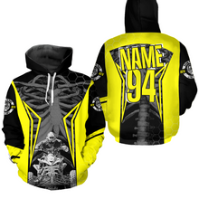 Load image into Gallery viewer, Personalized Yellow Atv Motocross Hoodie Custom Name &amp; Number Quad Bike Rider Racing Shirt For Men Women  NHN002