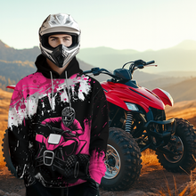 Load image into Gallery viewer, Pink Girls ATV Motocross Hoodie Personalized Upf30+ Adult&amp;Kid Quad Bike Shirt Atv Mx Off-Road Extreme NHN003