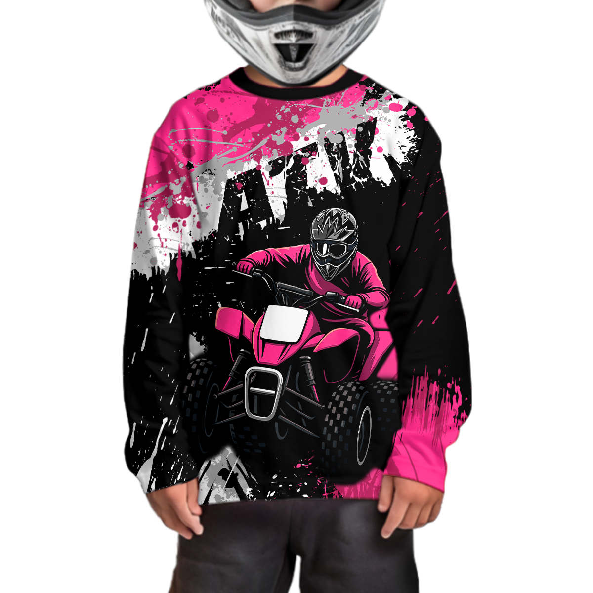 Pink ATV Motocross Jersey Personalized UPF30+ Adult&Kid Quad Bike Shirt Atv Mx Off-Road Dirt Bike NHN003
