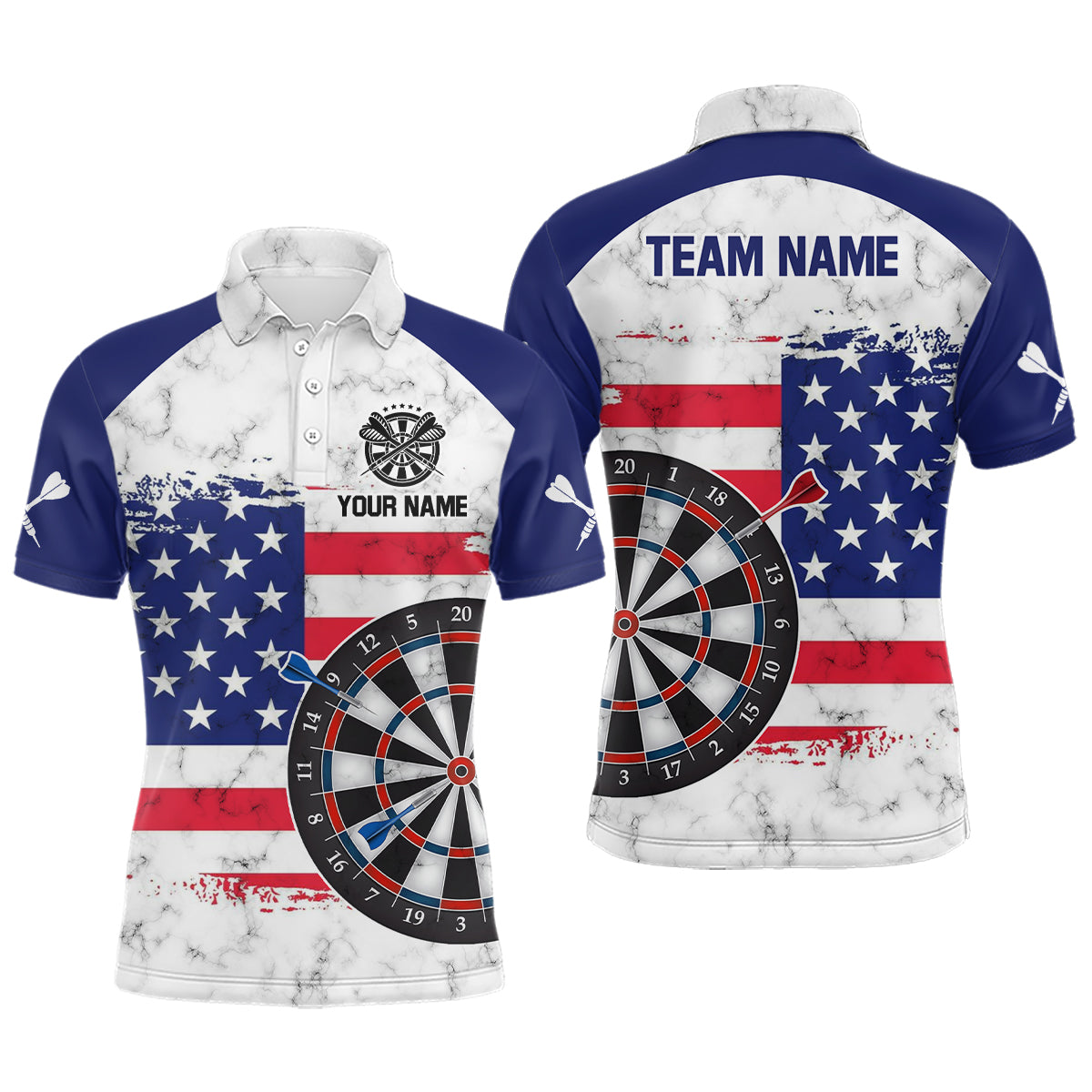 American Flag Target Darts Polo Shirt Custom Darts Shirts For Men Dart Jersey YYD0059