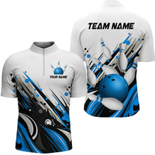Load image into Gallery viewer, Bowling Quarter Zip Shirts For Men Custom Name Bowling Ball Energy Art Team Jersey Shirt YYD0066