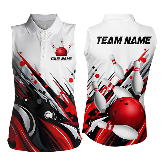Bowling Sleeveless Shirt for Womens Custom Name Bowling Ball Energy Art Team Jersey Shirt YYD0066