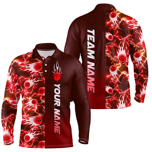 Bowling Shirt For Mens Custom Name Bowling Flame Lightning Team Jersey Shirt YYD0030