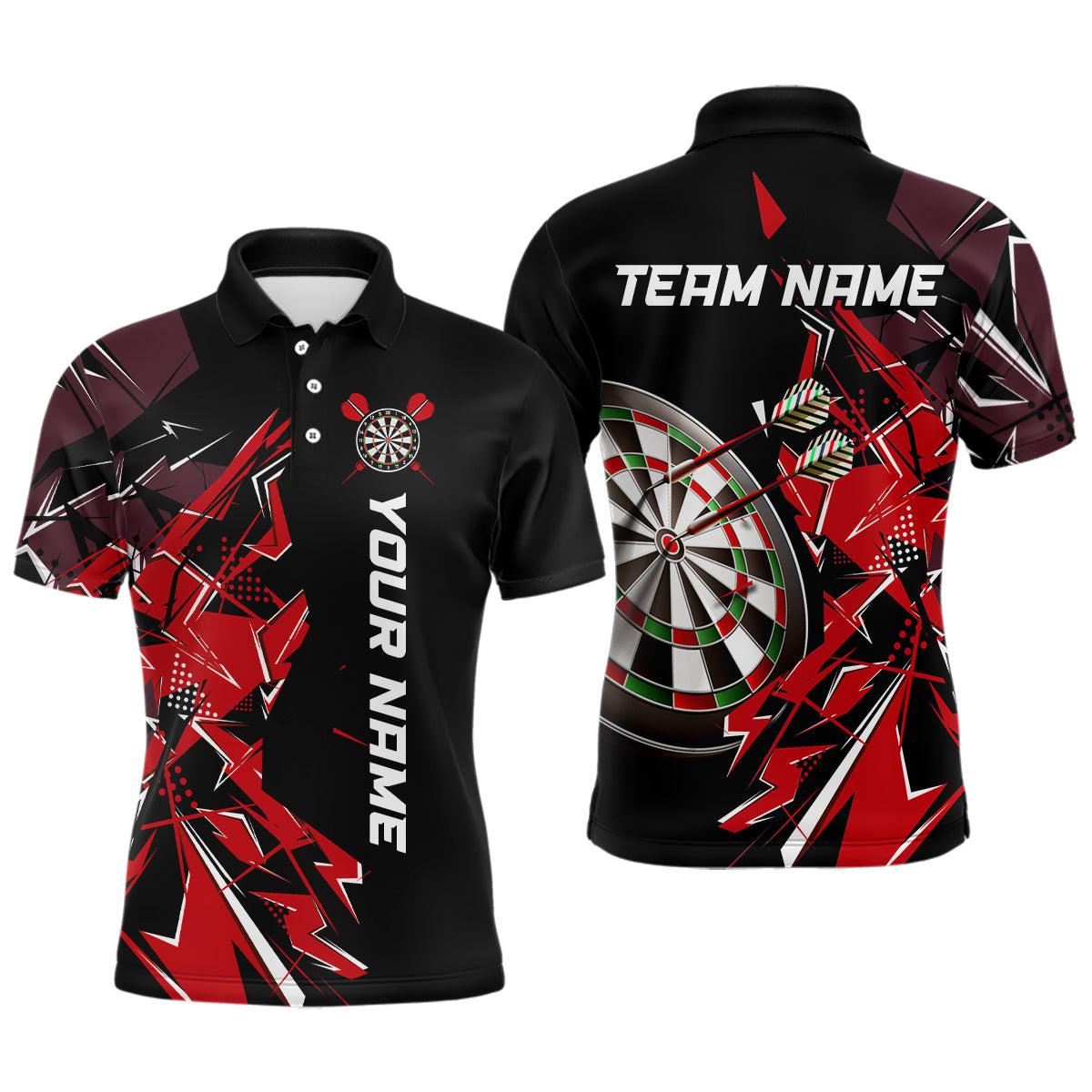 Black White Polo Shirts Custom Name Patriotic Dart Shirts For Men Dart Jerseys | Blue - Purple - Red  YYD0067