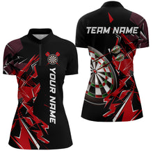Load image into Gallery viewer, Black White Quarter-Zip Shirt Custom Name Patriotic Womens Darts Shirt Dart Jerseys | Blue - Purple - Red  YYD0067