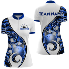 Load image into Gallery viewer, Custom Bowling Team Women Quarter-Zip Shirts - Personalized Abstract Bowling Jersey YYD0079