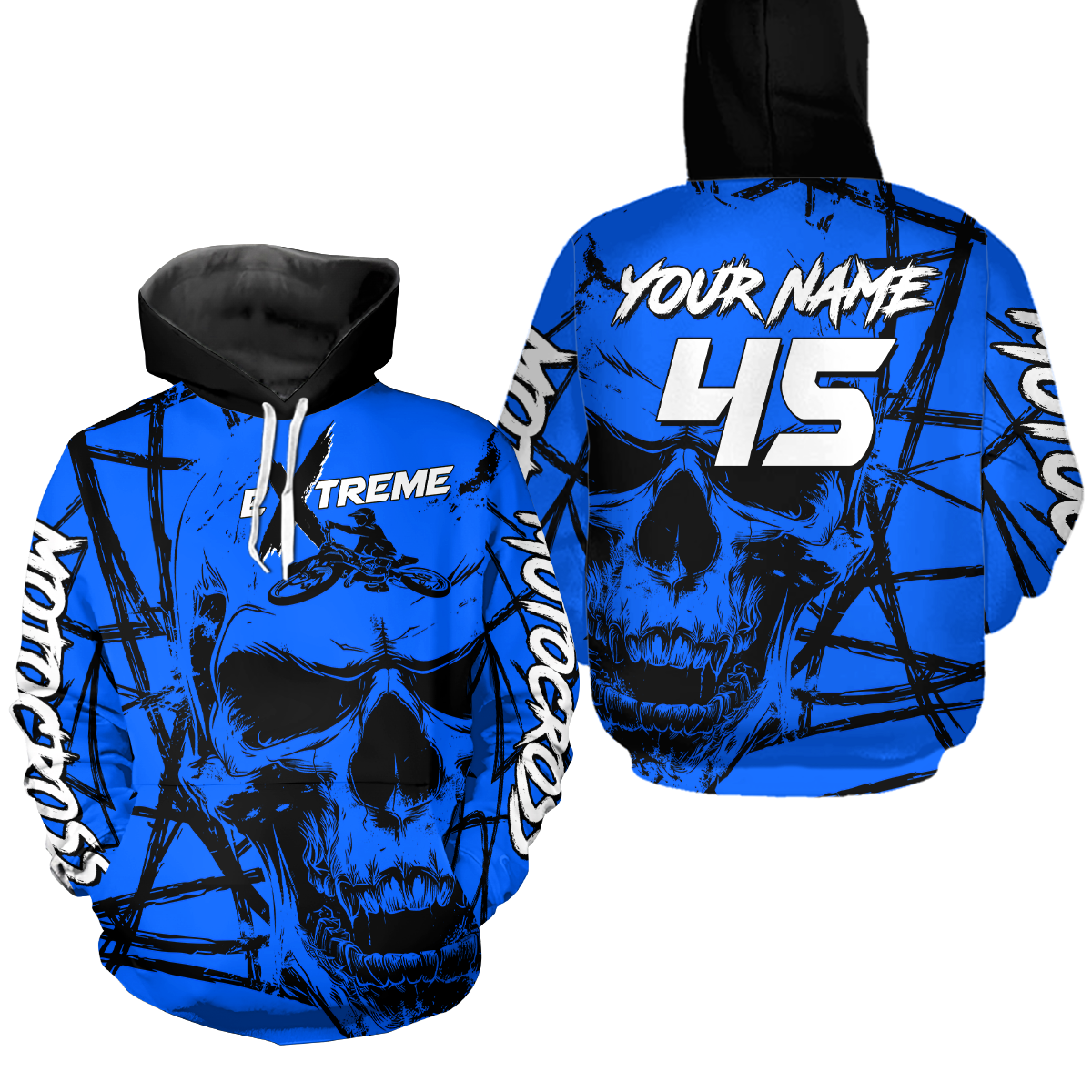 Blue Motocross Hoodie Custom for Men Women Dirt Bike Racing Hoodie Riding Shirt MH159