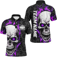 Load image into Gallery viewer, Personalized Skull Bowling Shirt For Men Custom Team'S Name Flame Bowler Jerseys |  Purple IPHW5009