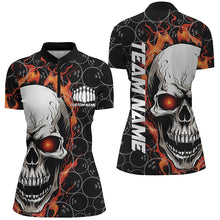 Load image into Gallery viewer, Personalized Skull Bowling Shirt For Women Custom Team'S Name Flame Bowler Jerseys |  Red IPHW5010