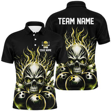Load image into Gallery viewer, Personalized Multi-Color Skull Bowling Shirt For Men, Women And Kids, Custom Team'S Name Flame Bowler Jerseys IPHW5927