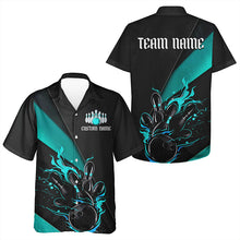 Load image into Gallery viewer, Custom Black And Blue Flame Bowling Tournament Men Hawaiian Shirts, Bowling Team Shirts IPHW6186