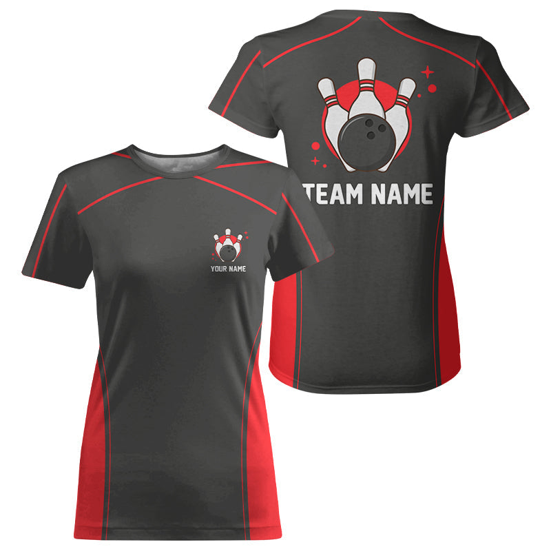 Custom Bowling League T-Shirts For Women, Personalized Bowling Team Jerseys IPHW5163