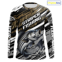 Load image into Gallery viewer, Striped Bass Fishing Camo Long Sleeve Fishing Shirts, Custom Striper Tournament Fishing Jerseys IPHW5954