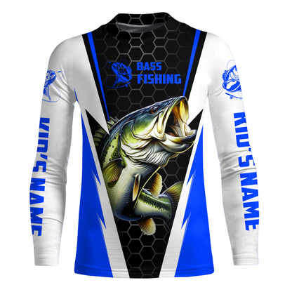 Personalized Bass Fishing jerseys, Bass Fishing Long Sleeve Fishing tournament shirts | blue IPHW3401