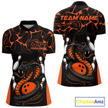 Load image into Gallery viewer, Custom Black And Orange Cobra Snake Bowling Jerseys, Bowling Team Women Quarter-Zip Shirt IPHW9040