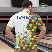 Load image into Gallery viewer, Custom Colorful Autism Awareness Bowling Team Men Quarter-Zip Shirt, Puzzles Bowling Shirt IPHW11197