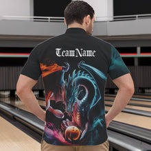 Load image into Gallery viewer, Blue Smoke Custom Dragon Bowling Team Quarter-Zip Shirts For Men, Dragon Bowling Tournament Shirt IPHW8322