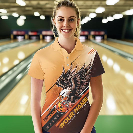 Personalized Tribal Eagle Bowling Women Polo Shirt, Eagle Bowling Team Bowling League Shirt IPHW8806
