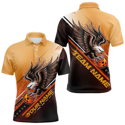 Personalized Tribal Eagle Bowling Men Polo Shirts, Eagle Bowling Team Bowling League Shirt IPHW8806