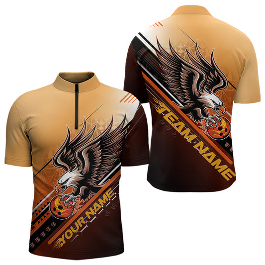 Personalized Tribal Eagle Bowling Men Quarter-Zip Shirts, Eagle Bowling Team Bowling League Shirt IPHW8806
