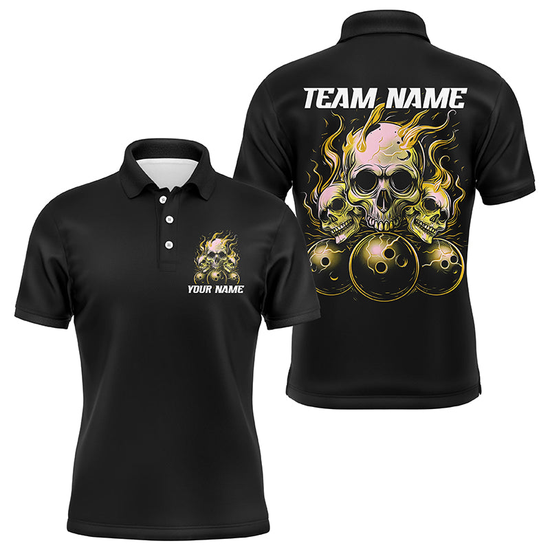 Custom Multi-Color Flame Skull Unisex Bowling Team Shirts, Strike Bowling League Team Jerseys IPHW6582