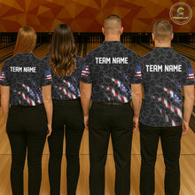 Load image into Gallery viewer, Custom Patriotic Bowling Shirts For Men, American Flag Bowling Uniform Bowlers Outfit | Black IPHW6778