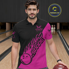 Load image into Gallery viewer, Custom Black And Pink Flame Spare Bowling Men Shirts, Bowling Team League Jerseys IPHW10691