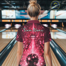 Load image into Gallery viewer, Custom Red Galaxy Bowling Lane Butterfly Bowling Team Women Polo Shirt IPHW10916