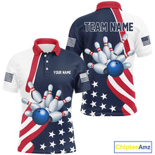Load image into Gallery viewer, Custom Patriotic Bowling Shirts For Men, US Bowling Team Shirts American Flag Shirt IPHW7395