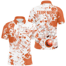 Load image into Gallery viewer, Custom White And Orange Bowling Shirts For Men, Bowling Team Shirts Bowling Jerseys With Name IPHW7917