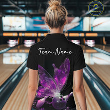 Load image into Gallery viewer, Custom Purple Galaxy Butterfly Bowling Women Quarter-Zip Shirts, Ladies Bowling Outfit IPHW10944
