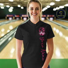 Load image into Gallery viewer, Custom Pink Butterfly Bowling Women Quarter-Zip Shirts With Team Name, Bowling Uniform IPHW10945