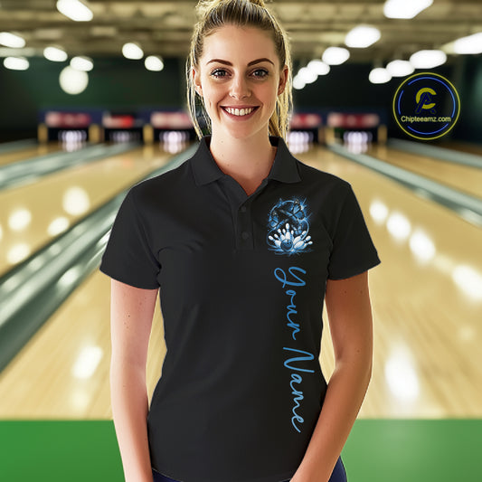 Custom Purple Butterfly Bowling Women Polo Shirts With Team Name, Bowling Uniform IPHW10948