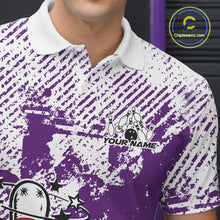 Load image into Gallery viewer, Purple Custom Funny Drunk Bowling Ball And Pin Bowling Beer Men Polo Shirt, Bowler Jersey IPHW11241