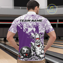 Load image into Gallery viewer, Purple Custom Funny Drunk Bowling Ball And Pin Bowling Beer Men Quarter-Zip Shirt, Bowler Jersey IPHW11241