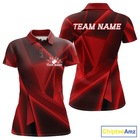 Red and black polo shirt with 'Team Name' and 'Your Name' text on a white background