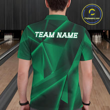 Load image into Gallery viewer, Person wearing a green bowling shirt with 'TEAM NAME' on the back, standing in a bowling alley.