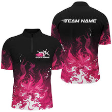 Load image into Gallery viewer, Custom Pink Flame Bowling Shirts For Men, Team Name Bowling League Shirts Bowlers Outfits IPHW7403