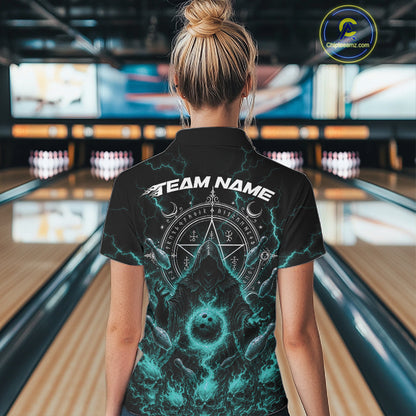 Custom Blue Lightning Halloween Grim Reaper Bowling Women Shirt, Dark Magic Outfit IPHW11881