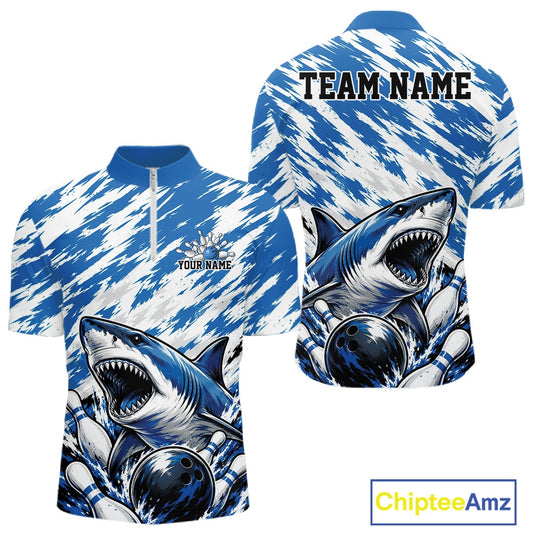Shirt with shark design and customizable text on a white background