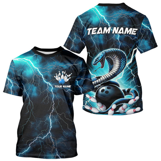 Blue Thunder Lightning Custom Cobra Snake Bowling Men T-Shirts Shirts, Bowling Team IPHW7423