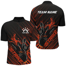 Load image into Gallery viewer, Custom Black And Orange Flame Bowling Shirts For Men, Strike Bowling Team Shirts Outfit Bowling IPHW7424