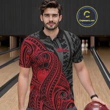 Load image into Gallery viewer, Custom Black And Red Maori Style Koru Spiral Tribal Men Bowling Polo Team Shirt IPHW10950