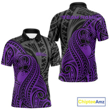 Load image into Gallery viewer, Custom Black And Purple Maori Style Koru Spiral Tribal Men Bowling Polo Team Shirt IPHW10951