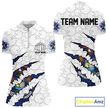 Load image into Gallery viewer, Custom Michigan Flag Bowling Team Women Quarter-Zip Shirt, Michigan Bowling League Shirt IPHW9837