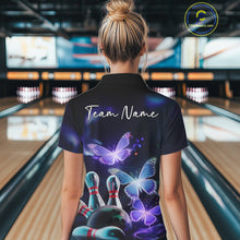 Load image into Gallery viewer, Custom Butterfly Bowling Polo Shirts For Women, Bowling Team Shirt With Butterflies IPHW8147