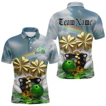 Load image into Gallery viewer, Custom Saint Patricks Day Bowling Polo Team Shirts For Men, Lucky Bowling League Shirt IPHW8573