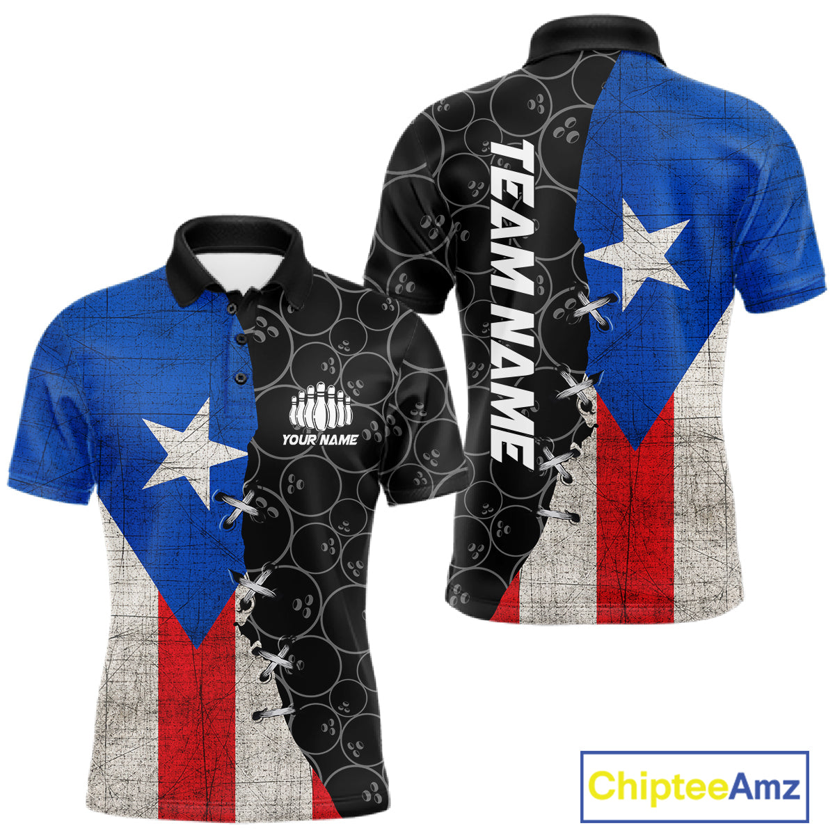 Puerto Rico Flag Custom Bowling Team Shirts For Men, Patriotic Bowling League Shirt IPHW10719