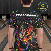 Load image into Gallery viewer, Custom Colorful Splatter Music Flame Bowling Men Polo Shirt, Music Bowling Jerseys IPHW11002